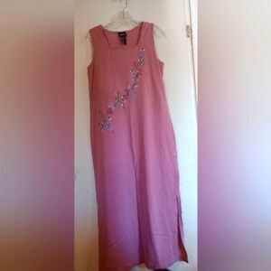 Brett Alexander Rose Pink w‎ Floral Embroidery Long Dress sz. 12
